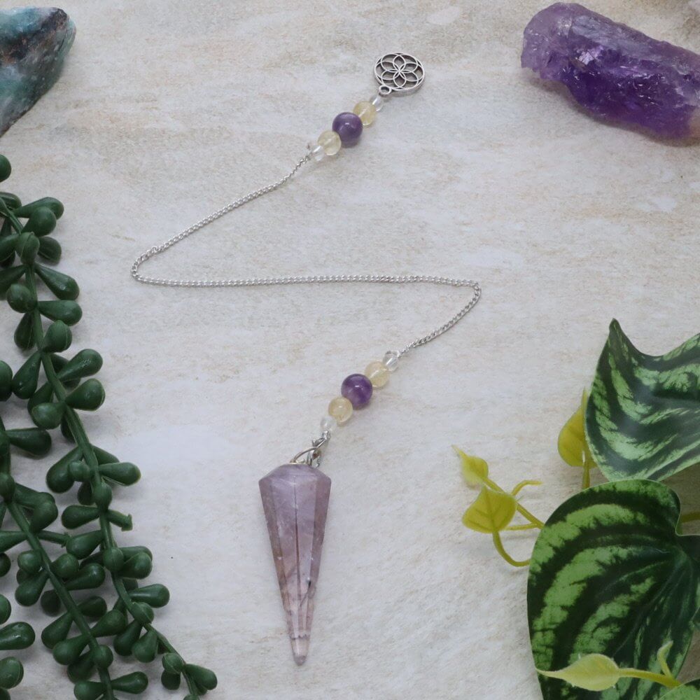 Super 7 Faceted Pendulum with Seed of Life