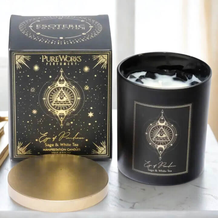 Esoteric Manifestation Candle EYE OF PROVIDENCE Sage & White Tea