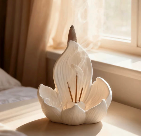 Lotus Ceramic Backflow Incense Cone Holder