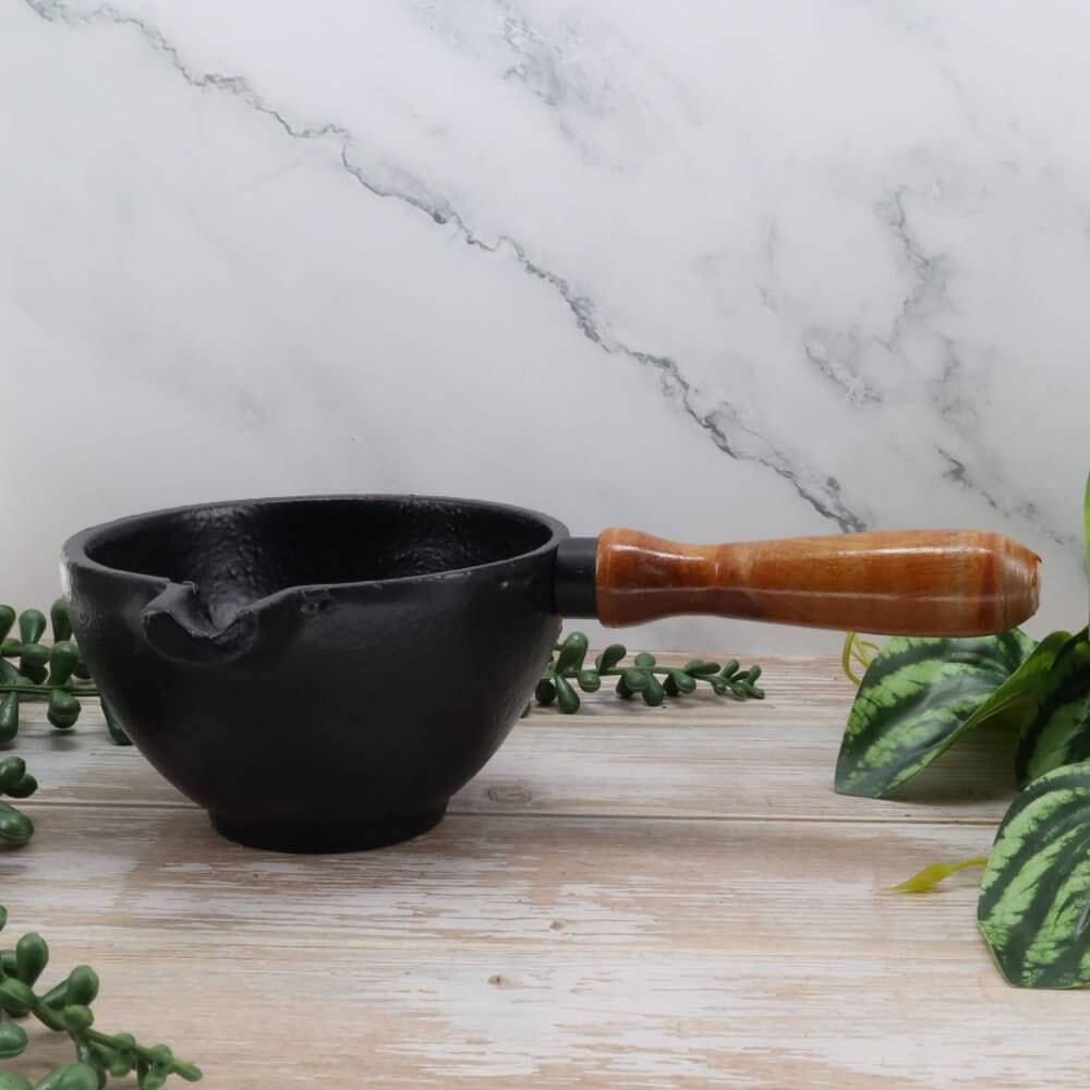 Cast Iron Pouring Charcoal Burner with Wood Handle