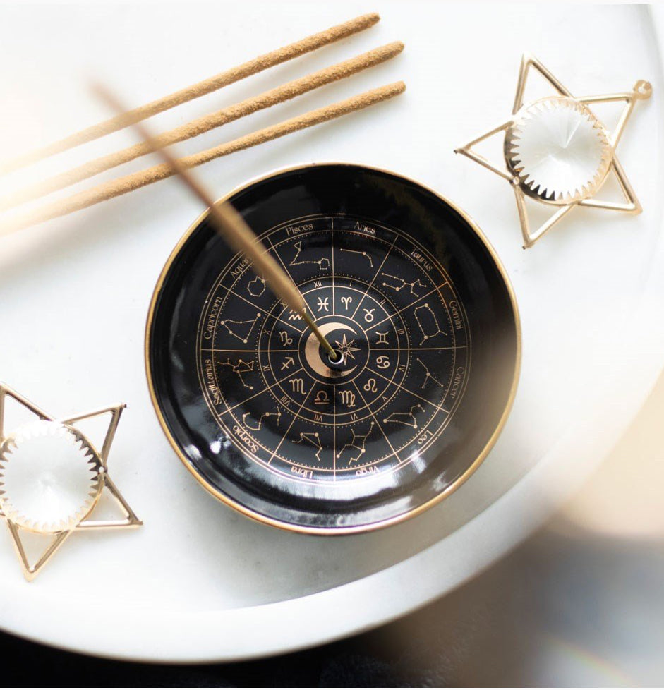 Astrology Wheel Ceramic Incense Holder Plate