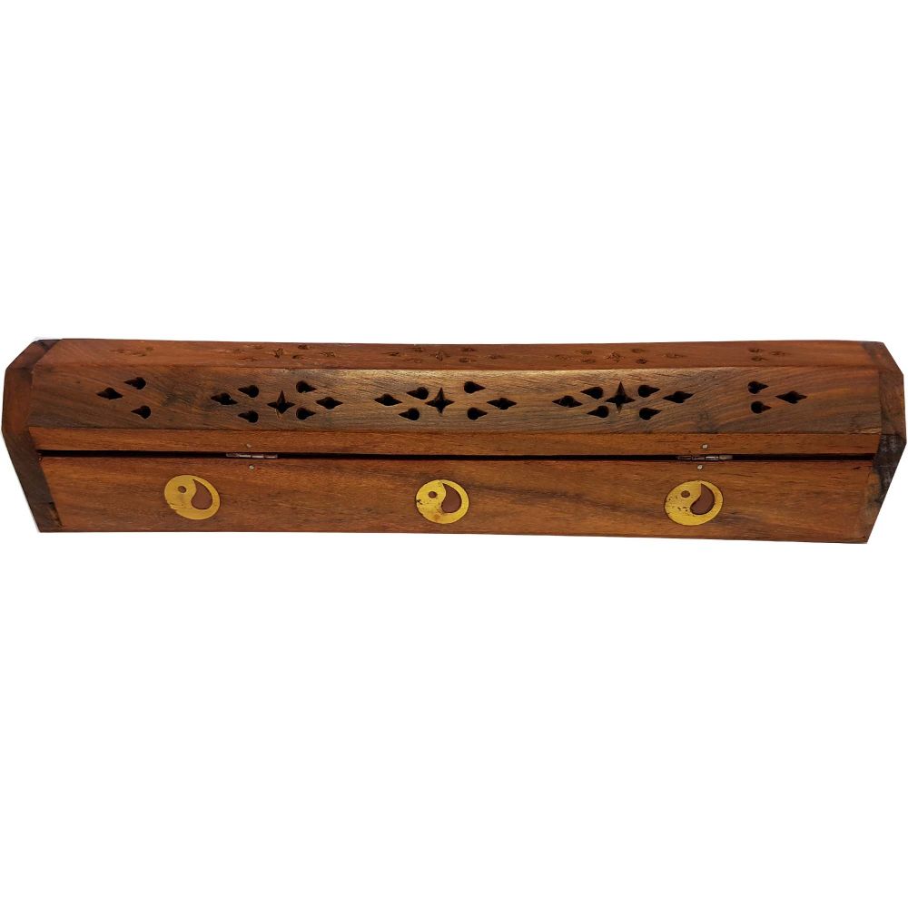 Wooden Hexagon Incense Holder Box 10inch