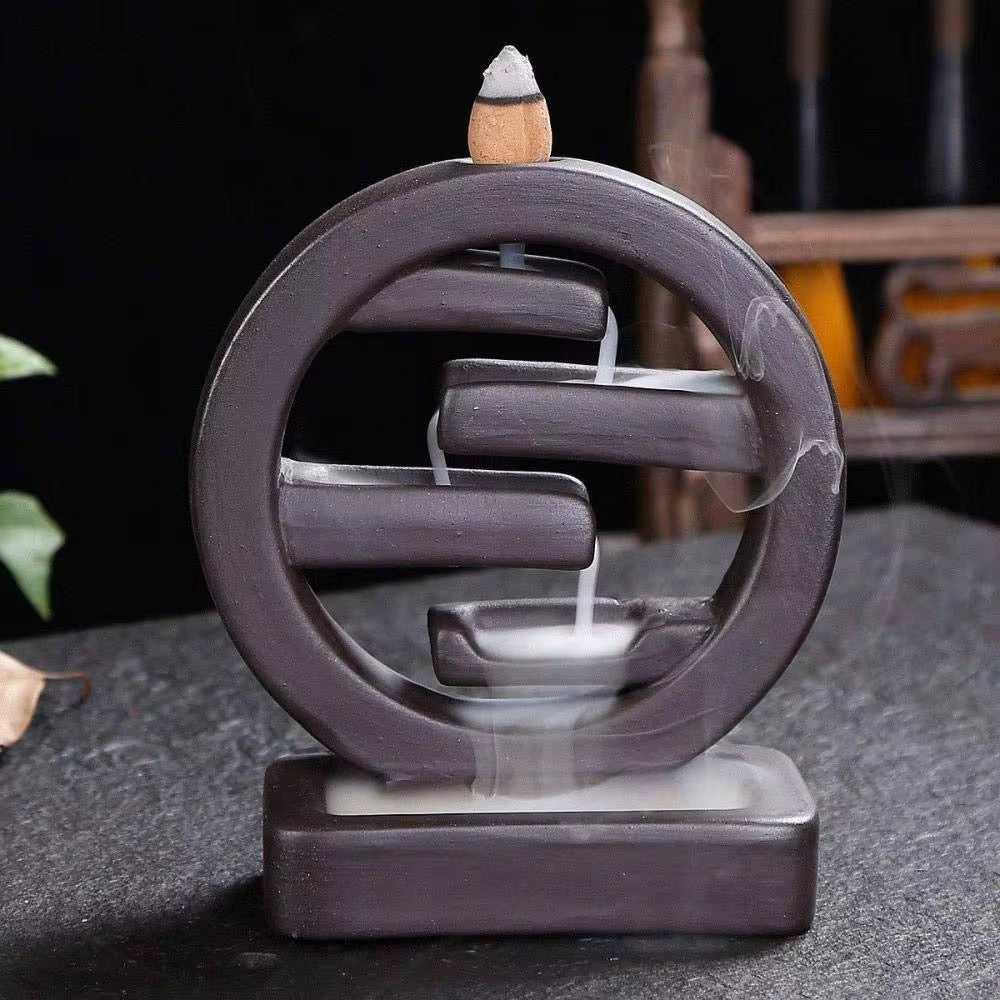 Zen Circle Ceramic Backflow Incense Cone Holder