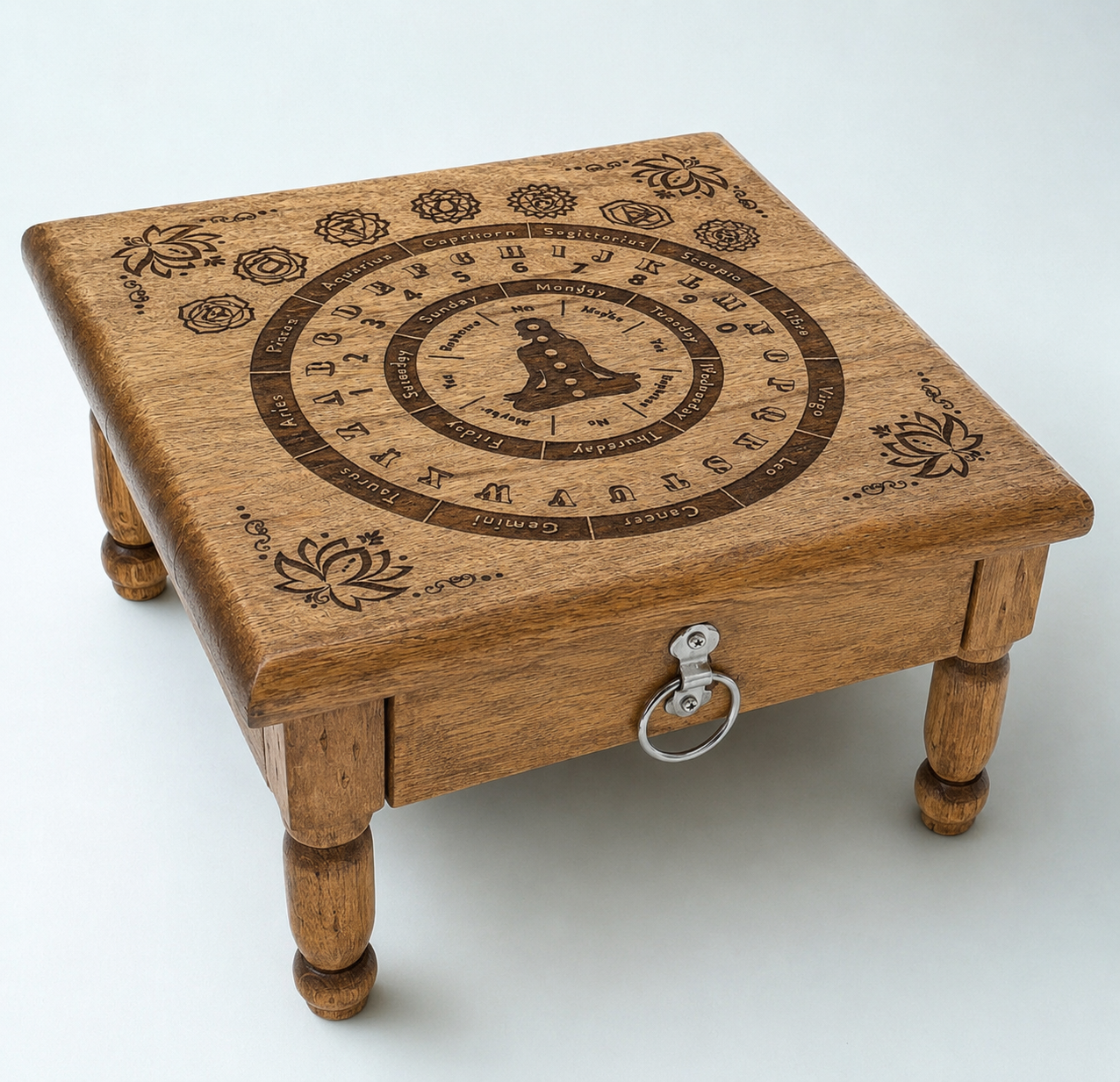 ALTAR TABLE Pendulum Board 7 Chakra with Drawer