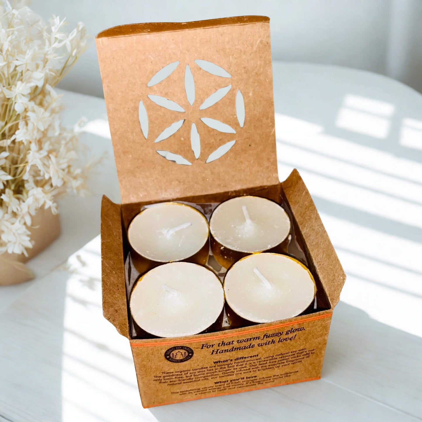 Organic Goodness Tealight Candles ORANGE Nagpuri Nagangi 12 candles