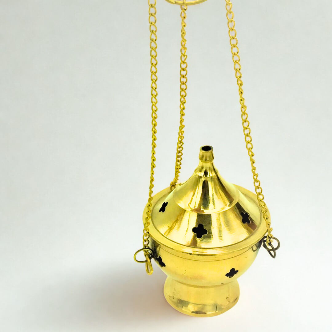 Incense Charcoal Burner Hanging BRASS SMALL 8cm