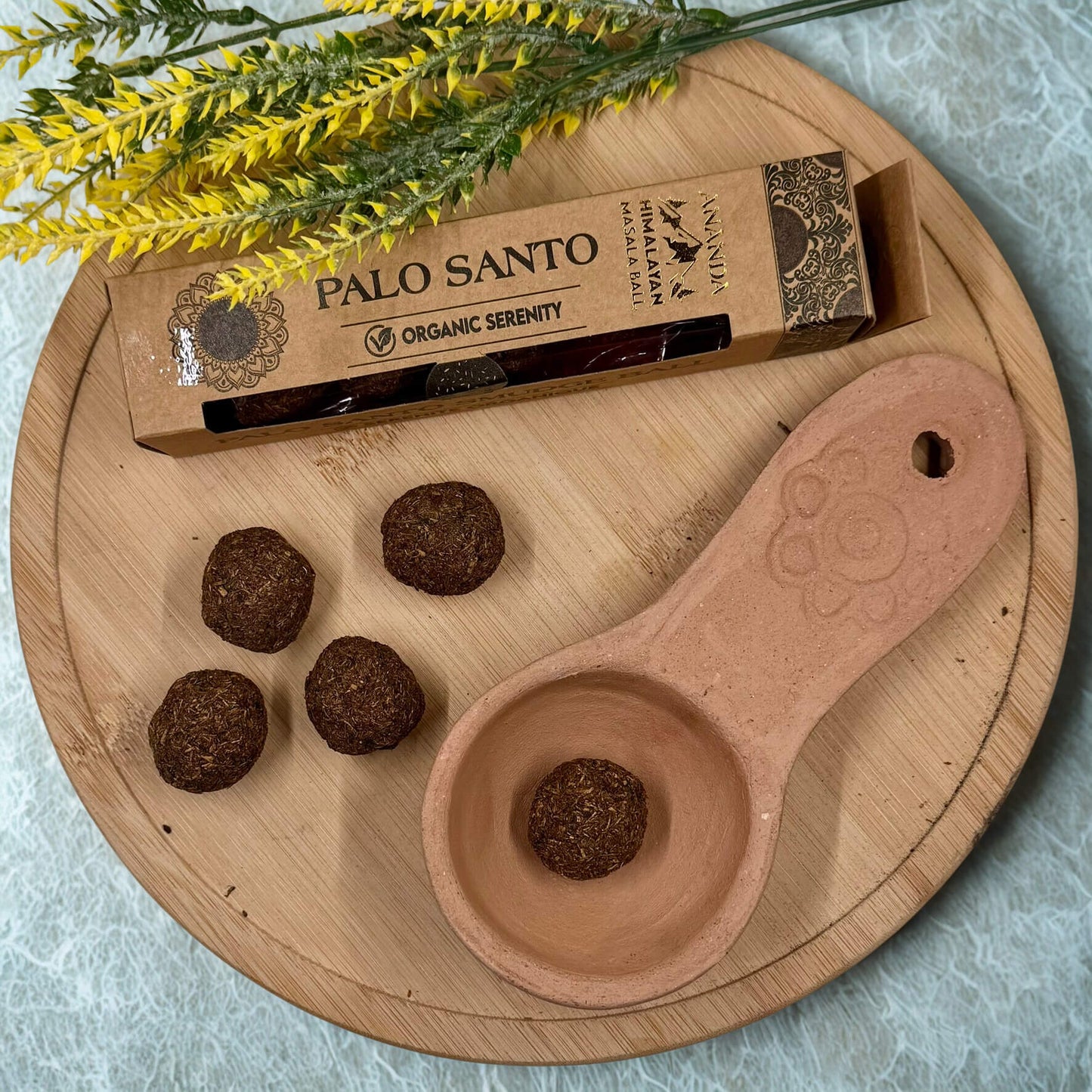 Ananda Himalayan Masala Smudge Ball Bomb PALO SANTO