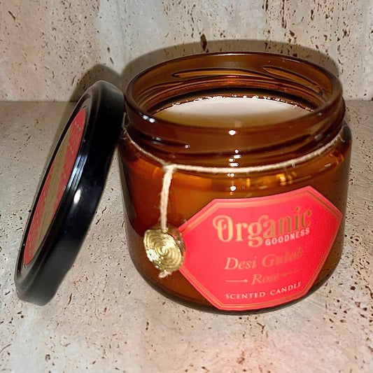 Organic Goodness Soy Candle ROSE in Amber Glass Jar