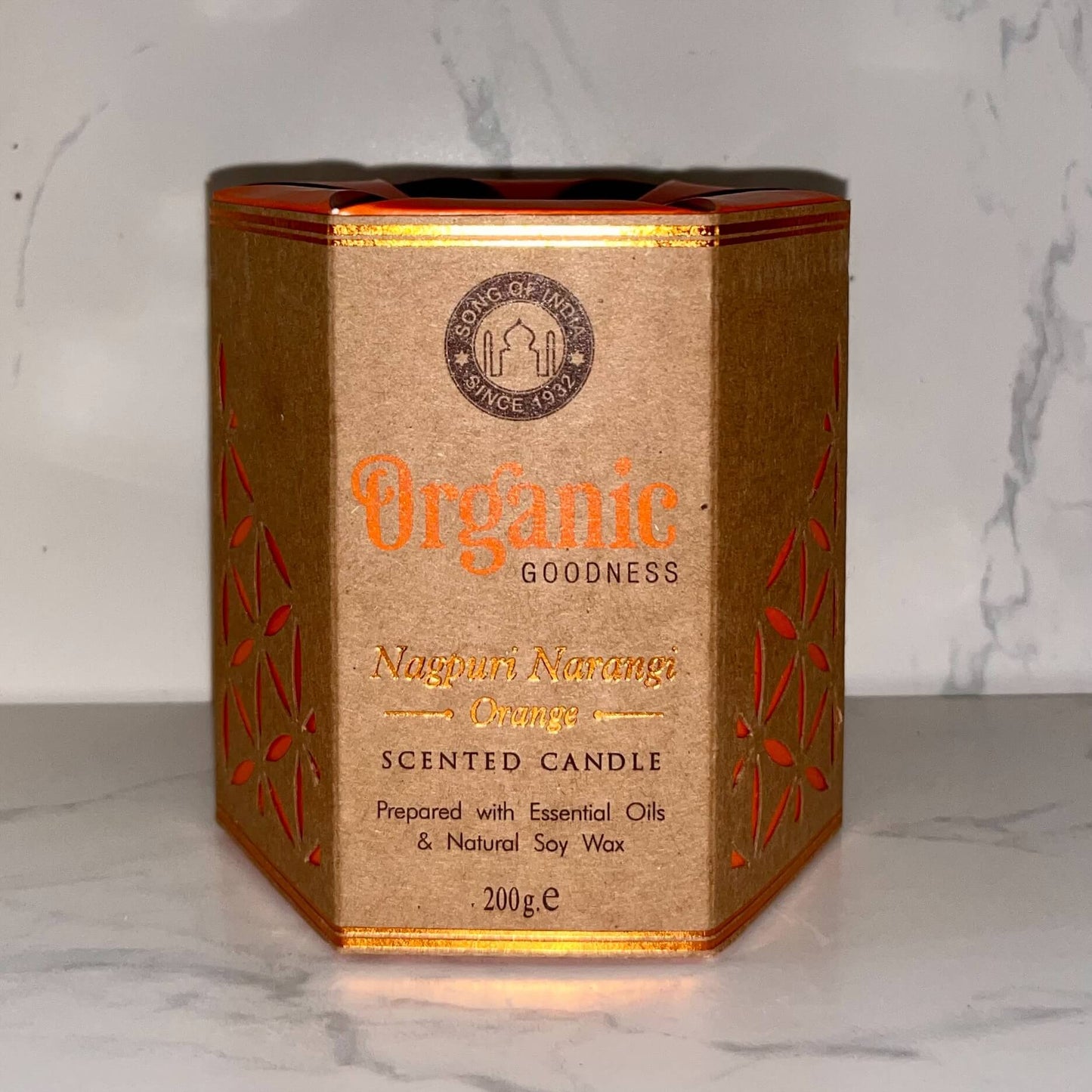 Organic Goodness Soy Candle ORANGE Nagpuri Nagangi in Amber Glass Jar