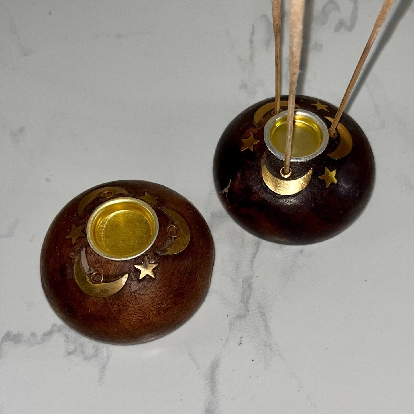 Cone & Incense Holder Wooden Star and Moon