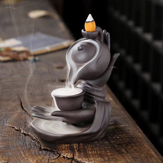 Teapot Ceramic Backflow Incense Cone Holder