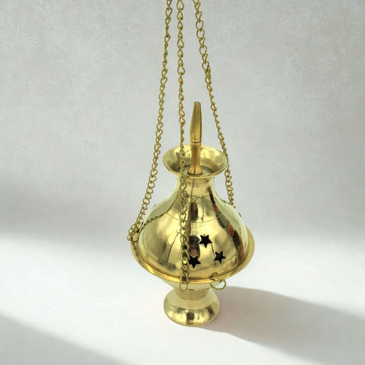 Incense Charcoal Burner Hanging BRASS LARGE 15cm