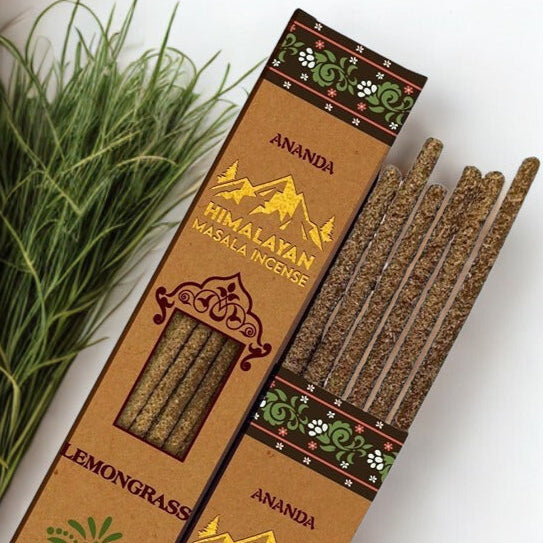 Himalayan Masala Incense packaging with incense sticks on a white background