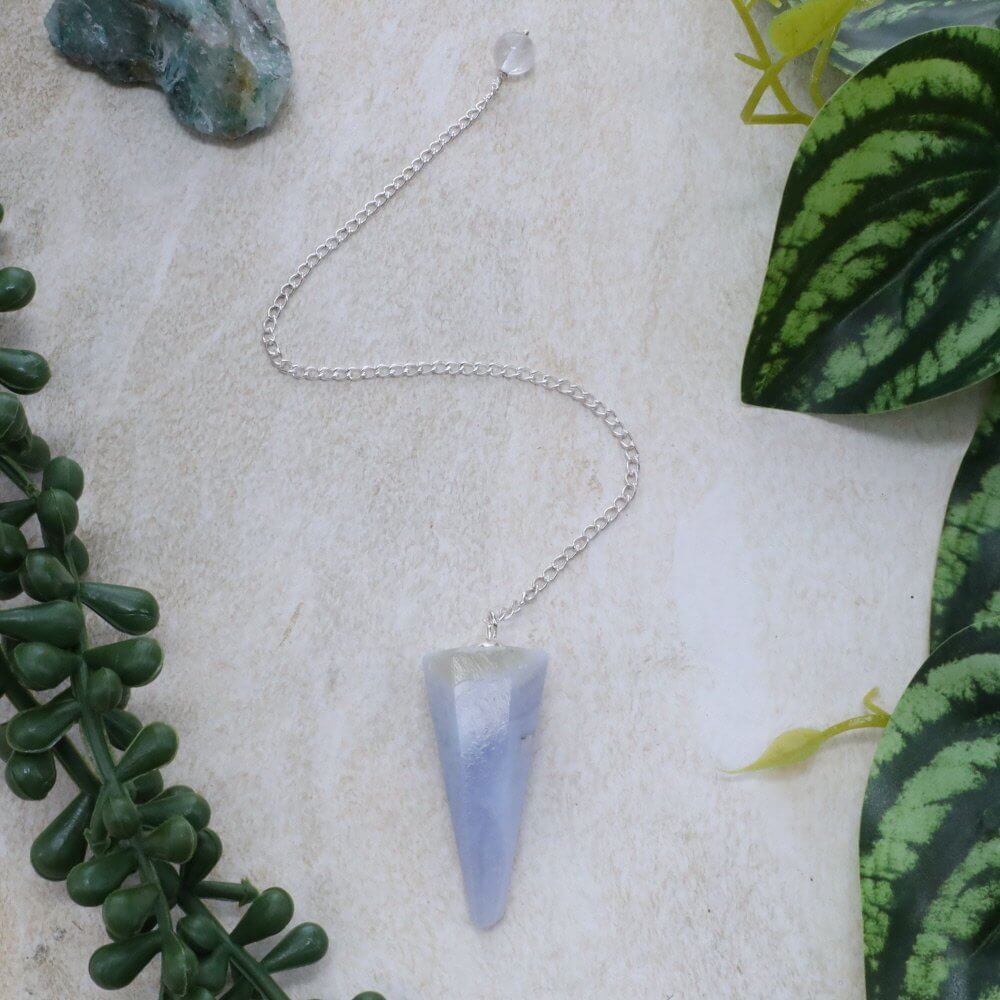 Blue Lace Agate Faceted Pendulum