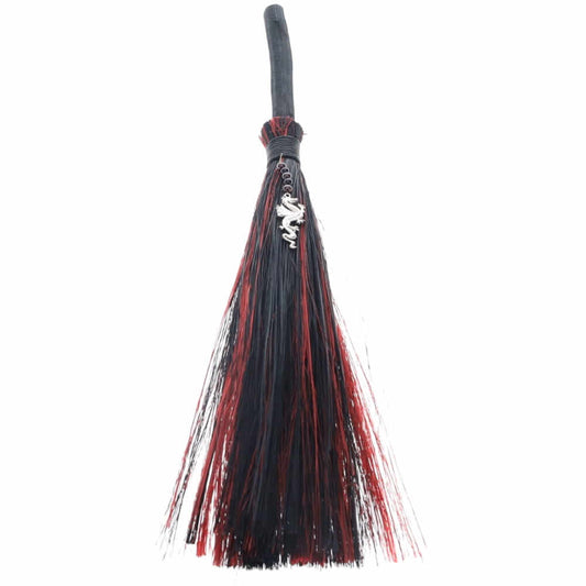 Wicca Alter Wand Broom large 45cm- Garnet with Dragon