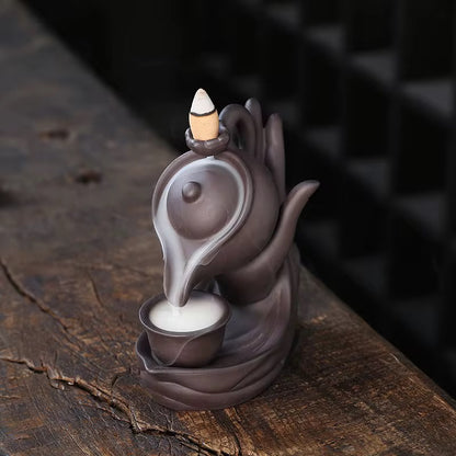 Teapot Ceramic Backflow Incense Cone Holder