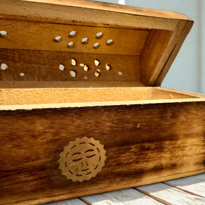 Wooden Hexagon Incense Holder Box 12inch