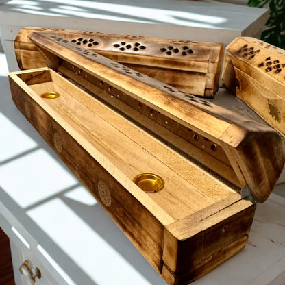 Wooden Hexagon Incense Holder Box 12inch