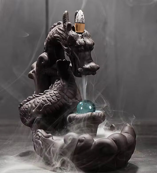 Dragon Ceramic Backflow Incense Cone Fountain