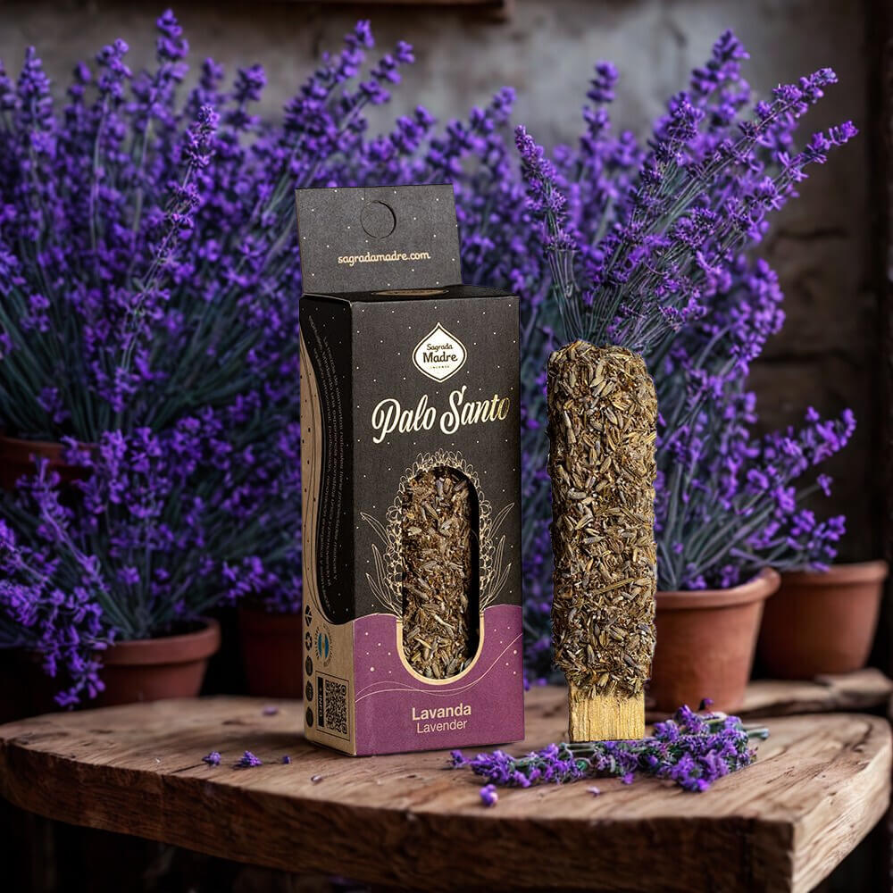 Sagrada Madre Palo Santo Stick with LAVENDER FLOWERS