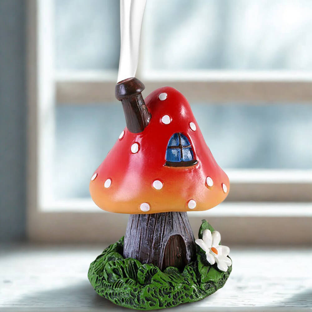 Red Smoking Toadstool Incense Cone Holder