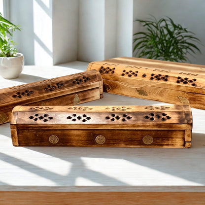 Wooden Hexagon Incense Holder Box 12inch