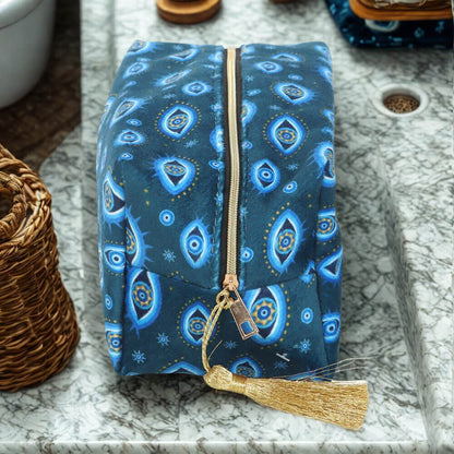 All Seeing Eye Print Velvet Makeup Bag