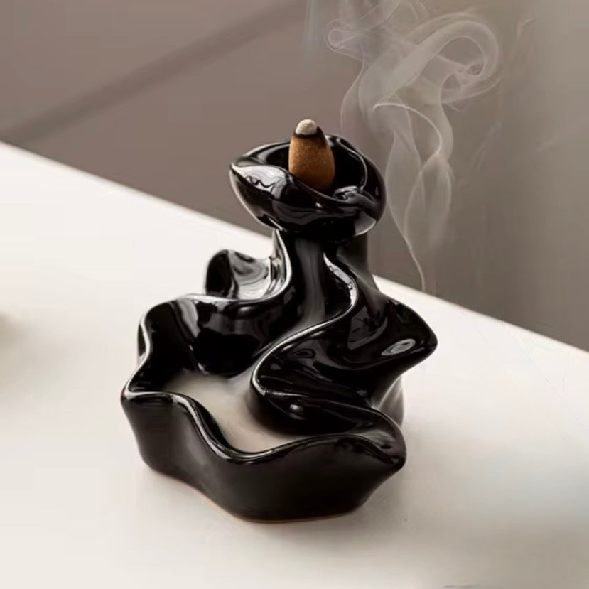 Waterfall B Ceramic Backflow Incense Cone Holder
