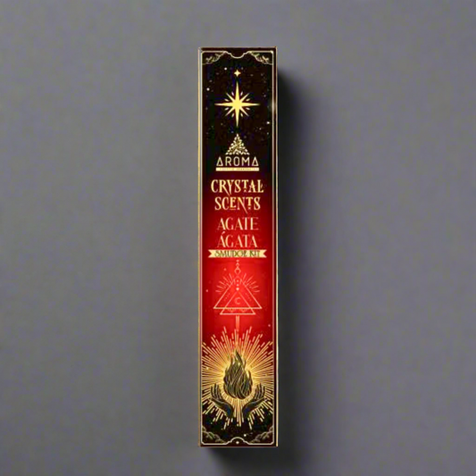 Aroma Crystal Scents Agate incense packaging on a white background