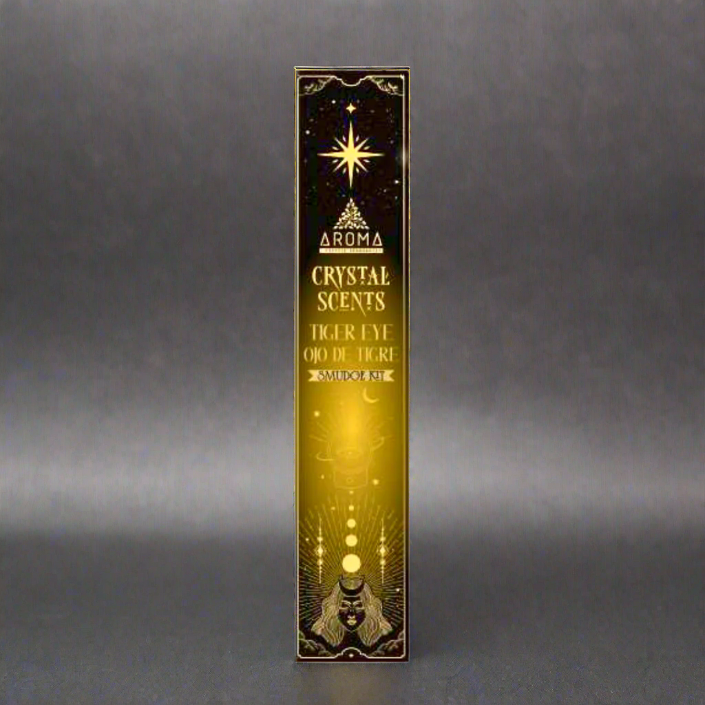 Aroma Crystal Scents Tiger Eye incense stick packaging on a white background
