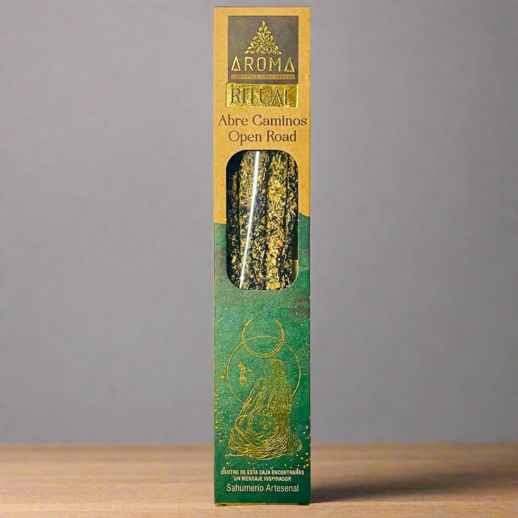 Aroma Incense packaging with green and gold design on a white background