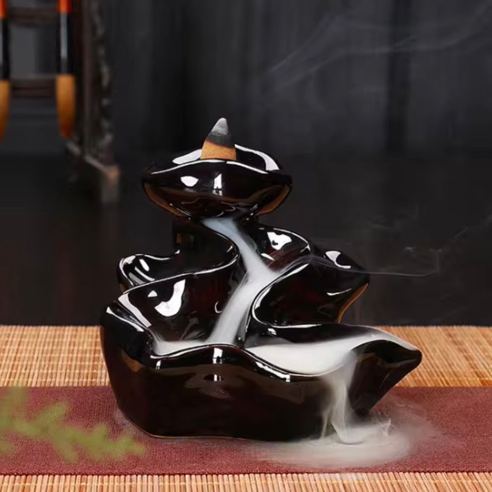 Waterfall B Ceramic Backflow Incense Cone Holder