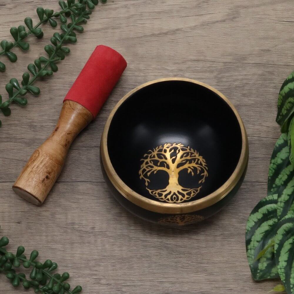 Tree of Life Black Brass Singing Bowl 6.5cm x 11cm