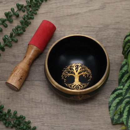 Tree of Life Black Brass Singing Bowl 6.5cm x 11cm