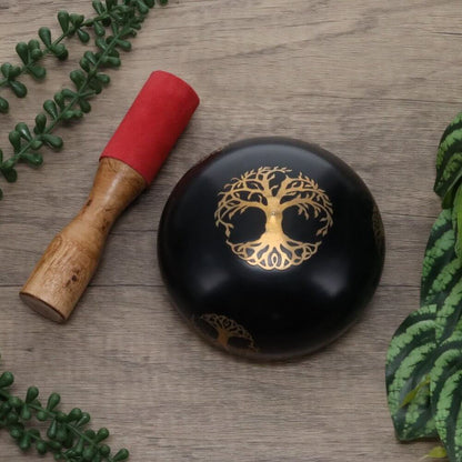 Tree of Life Black Brass Singing Bowl 6.5cm x 11cm