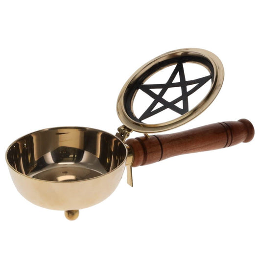 Pentacle Brass Burner with Wooden Handle