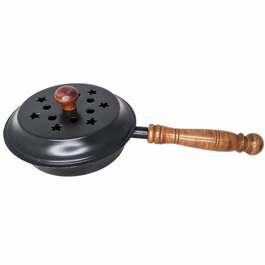 Iron Charcoal Burner with Wood Handle