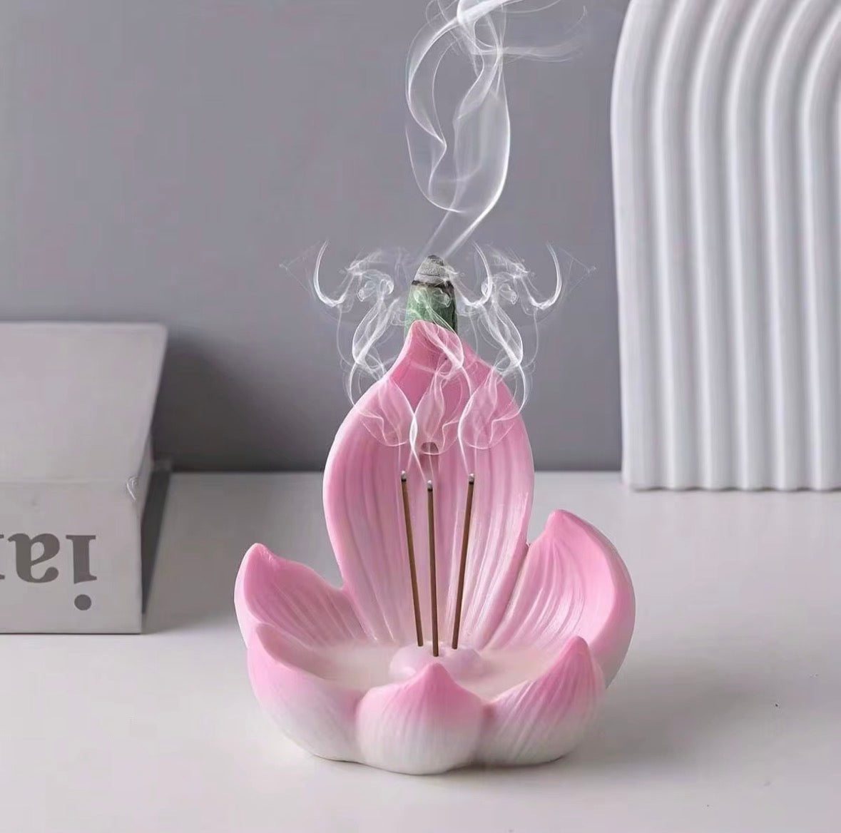 Lotus Ceramic Backflow Incense Cone Holder
