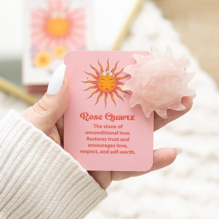 Celestial Dreams Rose Quartz Crystal Sun Keepsake Stone In A Box