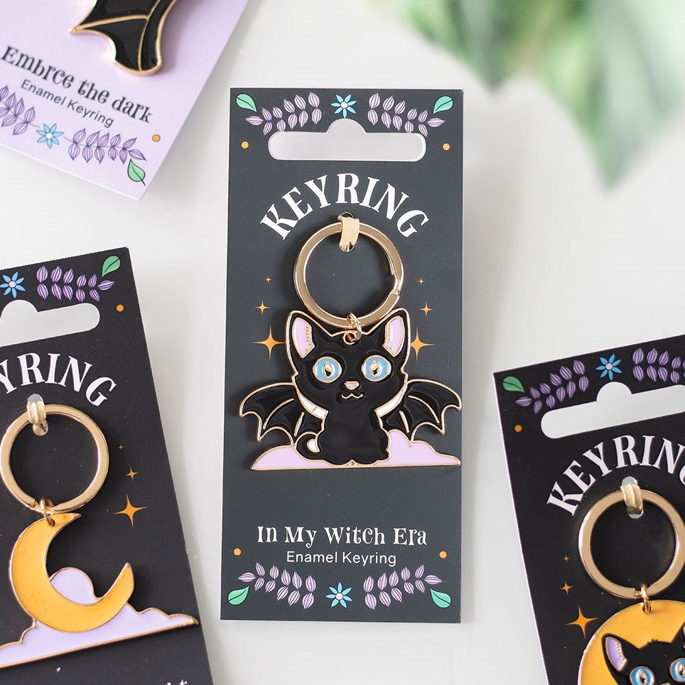 Bat Cat Enamel Keyring