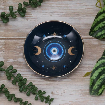Blue All Seeing Eye Print Incense Holder Plate