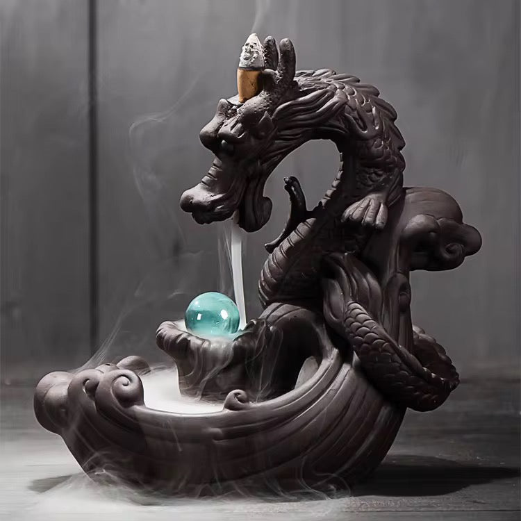 Dragon Ceramic Backflow Incense Cone Holder
