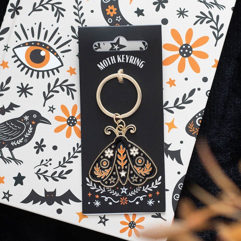 Folk Moth Enamel Keyring