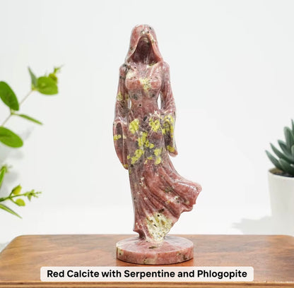 Hooded Lady Hand Carved Stone Statue Figure