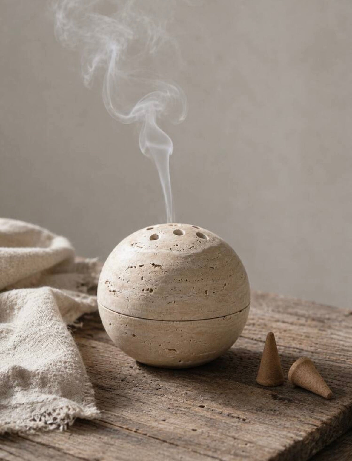 Resin Stone Sphere Incense Burner Holder