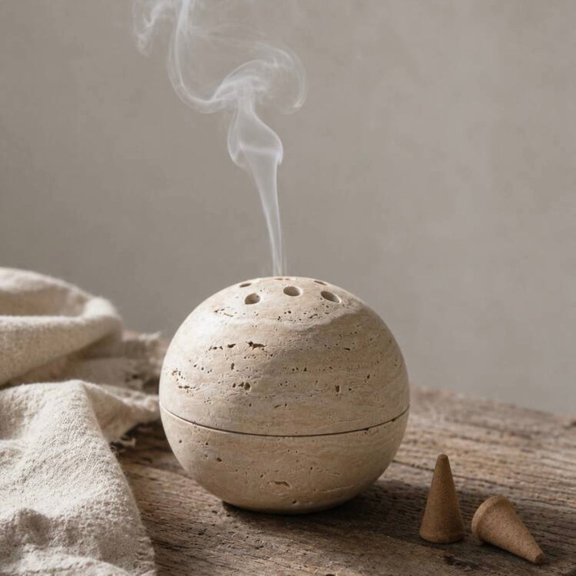 Resin Stone Sphere Incense Burner Holder