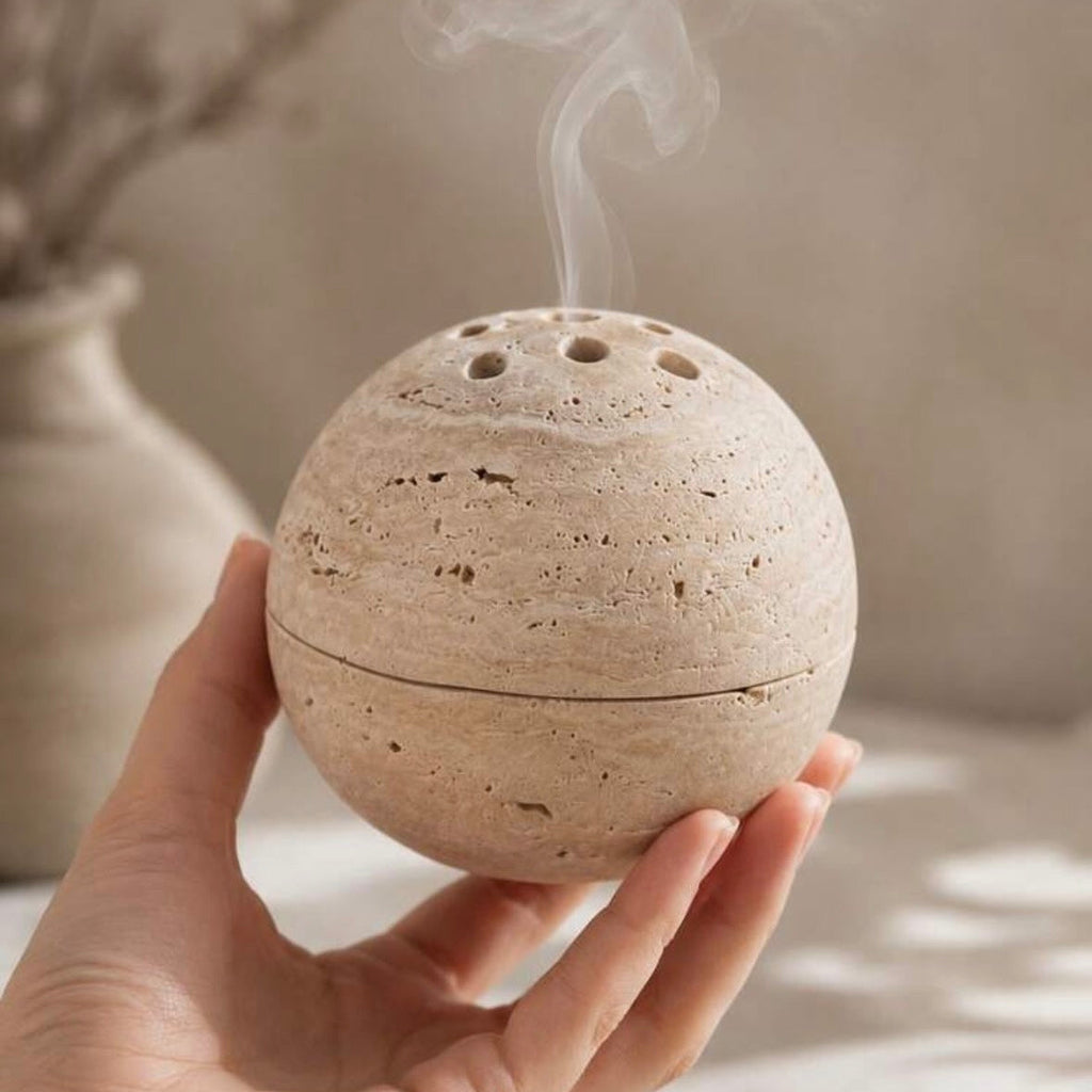 Resin Stone Sphere Incense Burner Holder