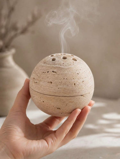 Resin Stone Sphere Incense Burner Holder