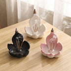Lotus Ceramic Backflow Incense Cone Holder