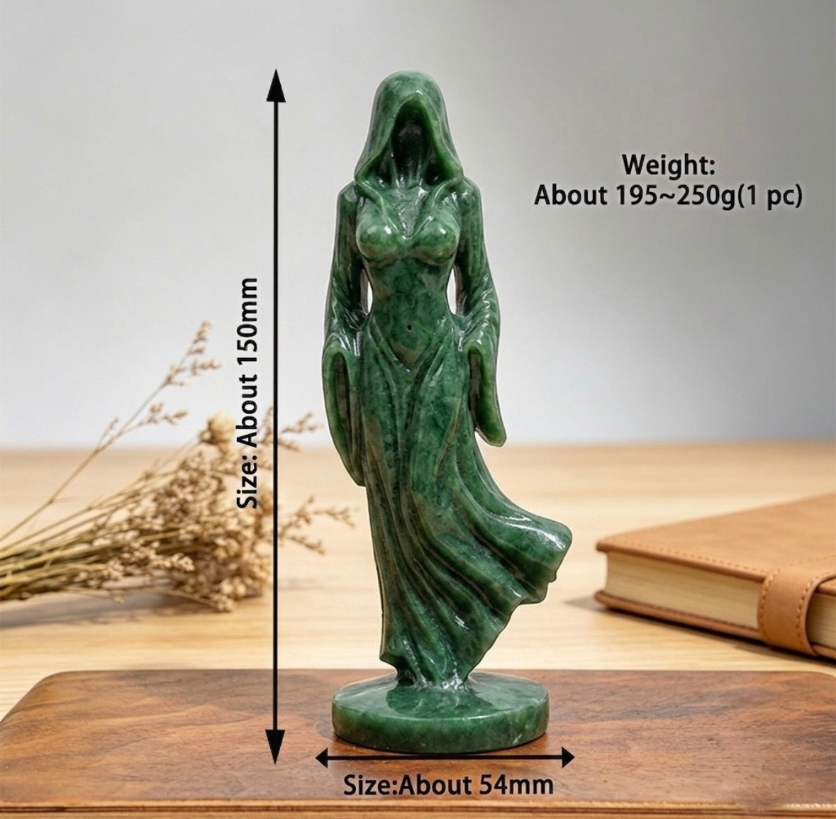 Hooded Lady Hand Carved Stone Statue Figure